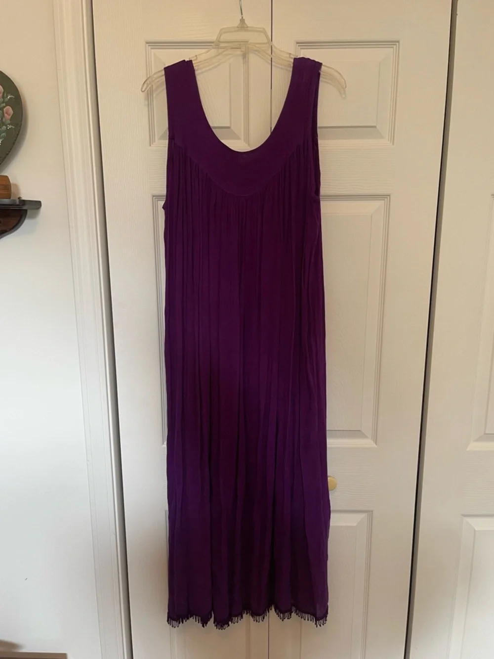 Island Beach Purple Floral Batik Maxi Dress Sleeveless S/M Boho Resort - Picture 2 of 3